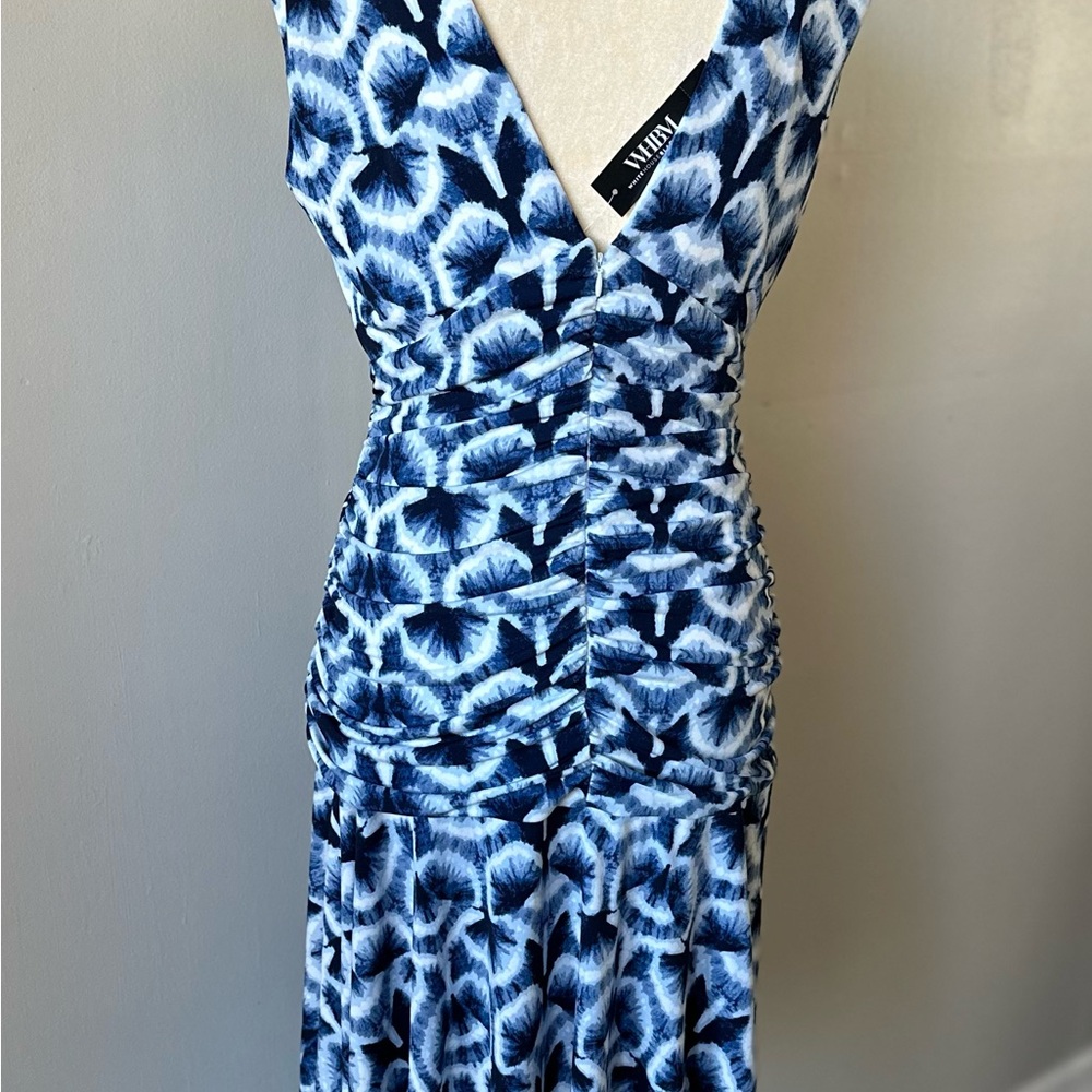 NWT White House Black Market Ruched Tie-Shoulder Midi Dress - Picture 6 of 8